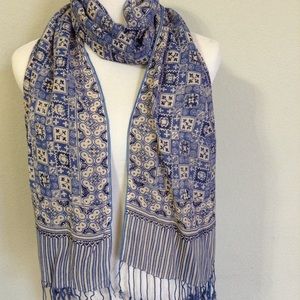 Blue Rayon Batik Scarf -  JS 004